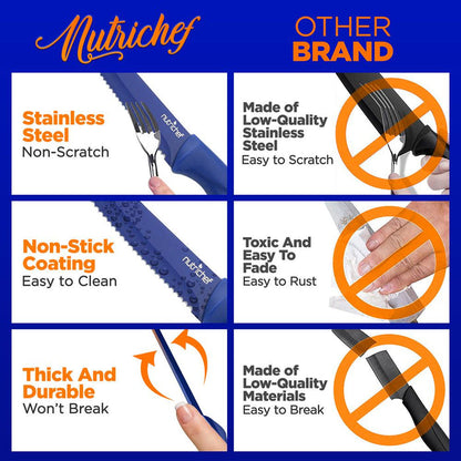 8-Piece Kitchen Knife Set - Long-Lasting Stainless Steel Blades, Blue