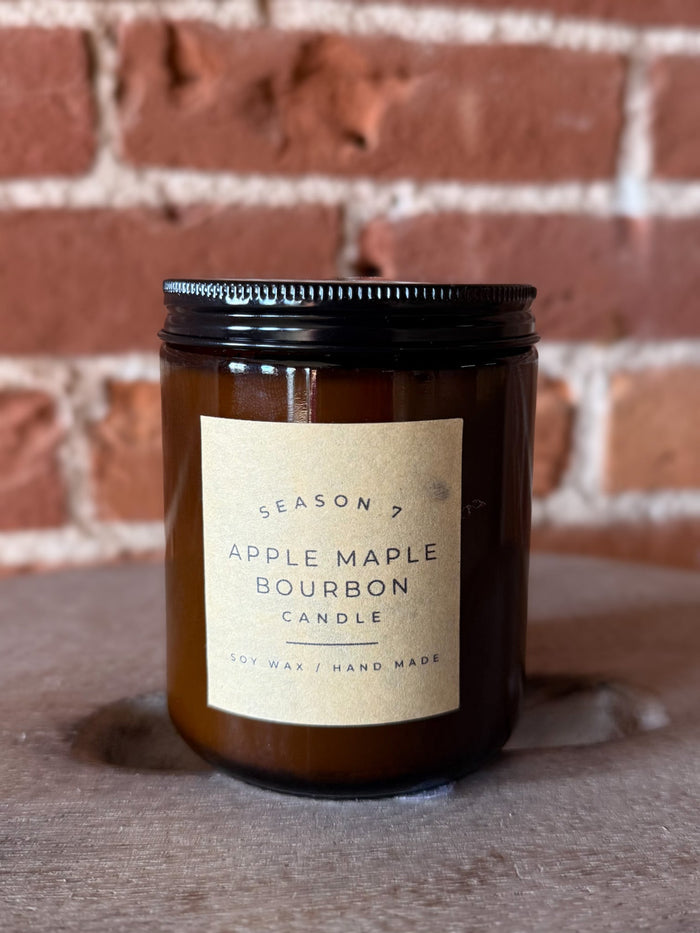 8oz Jar Hand Poured Soy Wax Candle, Apple Maple Bourbon
