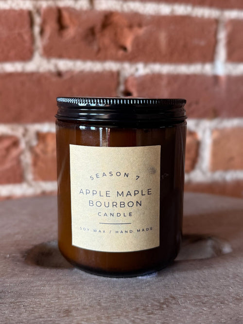 8oz Jar Hand Poured Soy Wax Candle, Apple Maple Bourbon