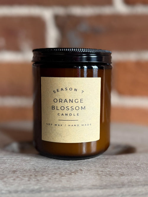 8oz Jar Hand Poured Soy Wax Candle, Orange Blossom