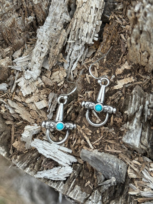 Horsebit Turquoise Drop Earrings