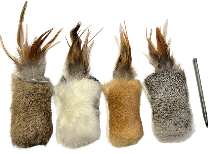 Rabbit Fur Plush Tail and Feathers Cat Toy - Dog.Dog.Cat.