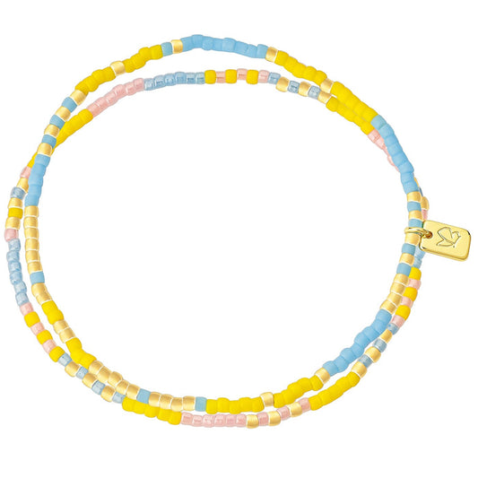 Armband gold BEADS hellblau/rosa