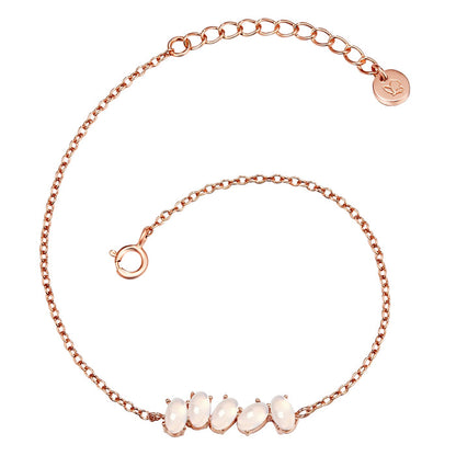 Armband mit 5 Bergkristallen roségold