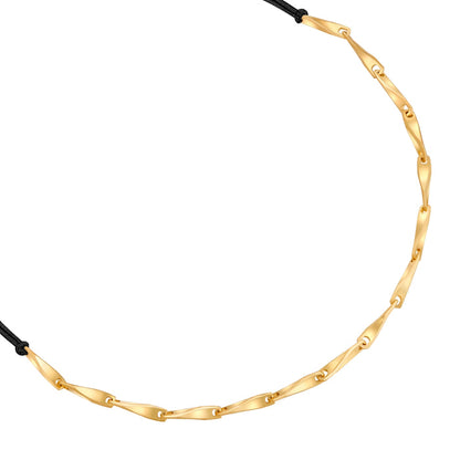 Armband mit Textil schwarz Kette in gold
