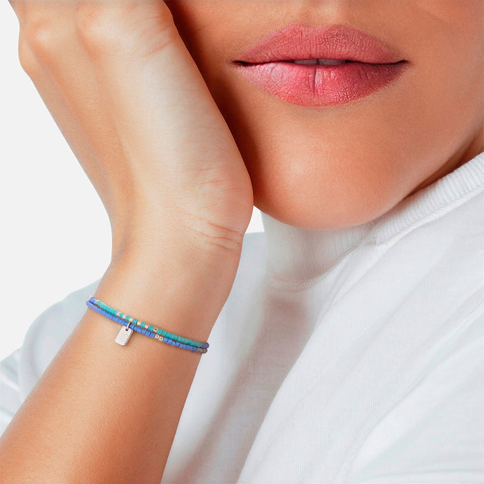 Armband silber BEADS blau/grün
