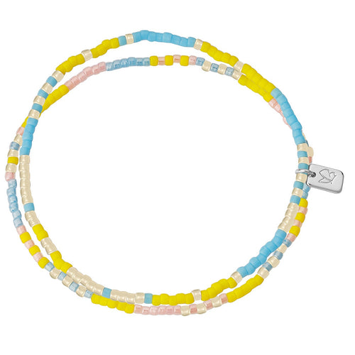 Armband silber BEADS hellblau/rosa