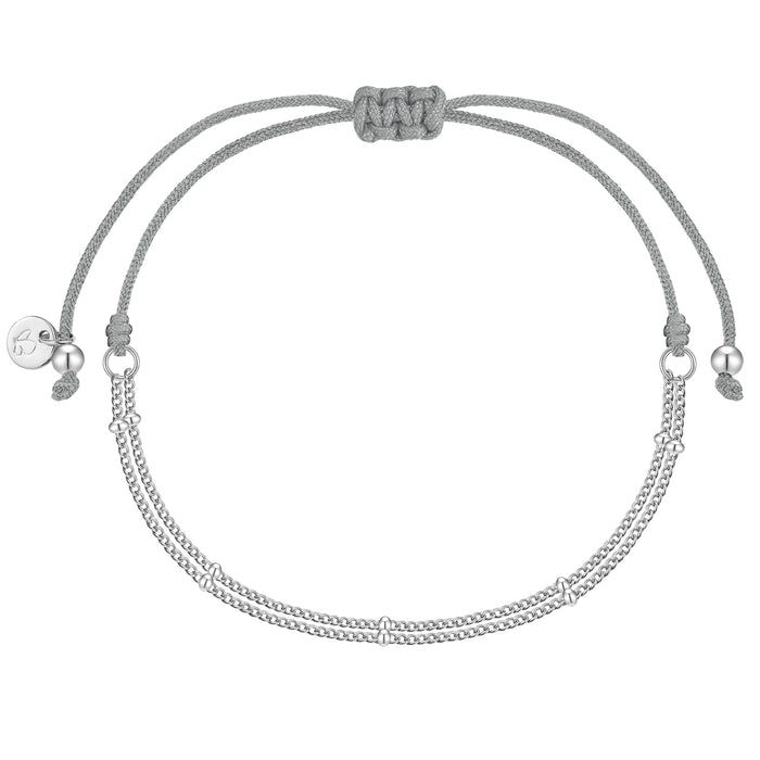 Armband Textil grau Panzerkette silber