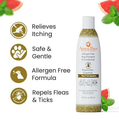 Aroma Paws - 13.5 Oz Shampoo Allergen Free Bug Repellent - Dog.Dog.Cat.