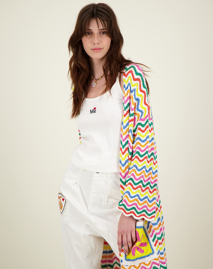 Aubree White Drop Crotch Pants