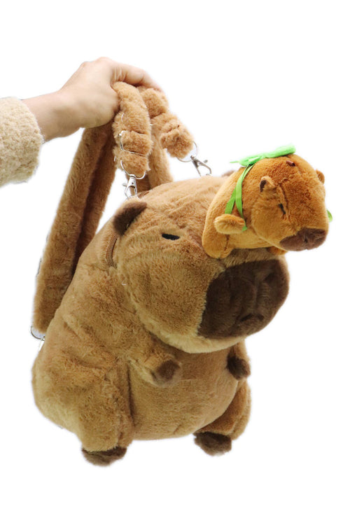 Baby Capybara Fuzzy Stuffed Plush Backpack