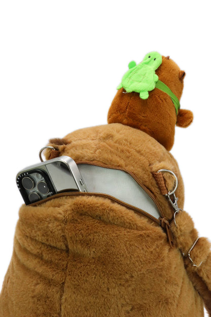 Baby Capybara Fuzzy Stuffed Plush Backpack