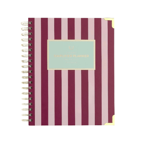 Simplified by Emily Ley Spiral Weekly Planner 2026-27 - Berry Stripe