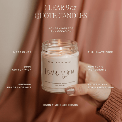 Best Grandma Ever Soy Candle - Clear Jar - 9 oz (Wildflowers and Salt) - Sweet Water Decor - Candles