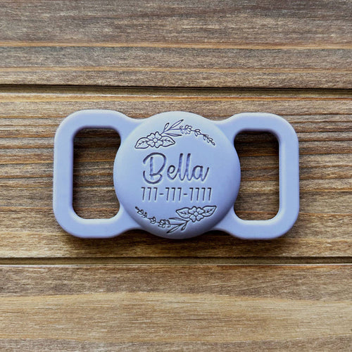 Besties Pets - Blossom Silicone Pet AirTag Holder - Personalized - Dog.Dog.Cat.