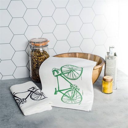 Bike Tea Towel, Screen Printed flour sack towel