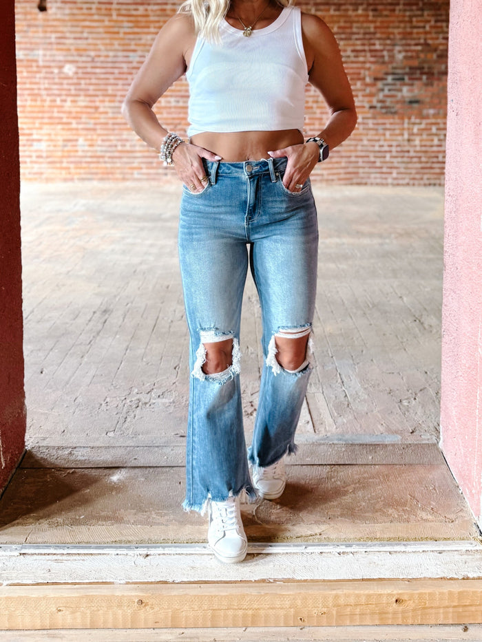 Bring on the Good Times High Rise Straight Crop Jeans, Medium