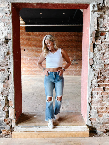 Bring on the Good Times High Rise Straight Crop Jeans, Medium