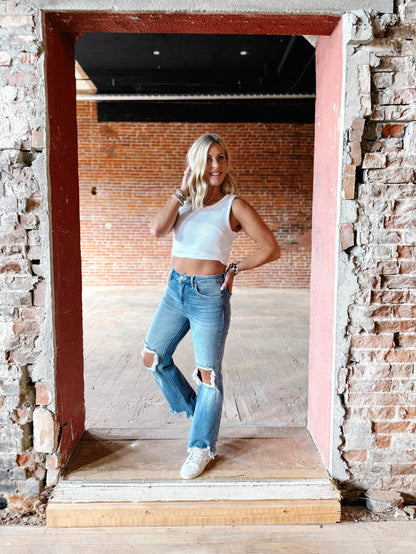 Bring on the Good Times High Rise Straight Crop Jeans, Medium