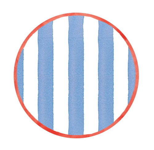 Caspari Party Cafe Stripe Salad/Dessert Plates (Red and Blue)