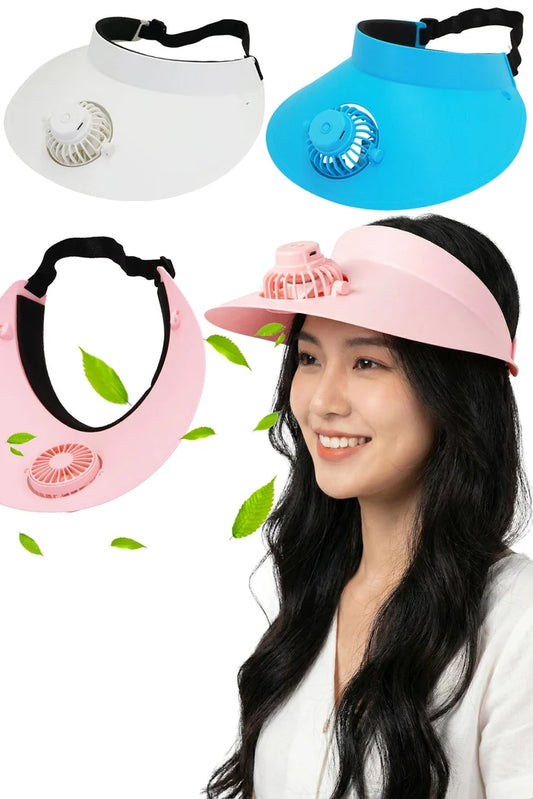 Cap Zone - Women's Matte Pastel 1Pc Electric Fan Sun Visor