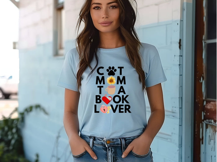 Cat Tea Book Mom T - shirt 2 - Kindle Crack