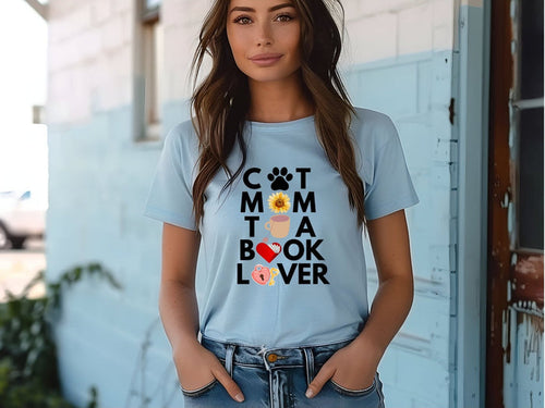 Cat Tea Book Mom T - shirt 2 - Kindle Crack