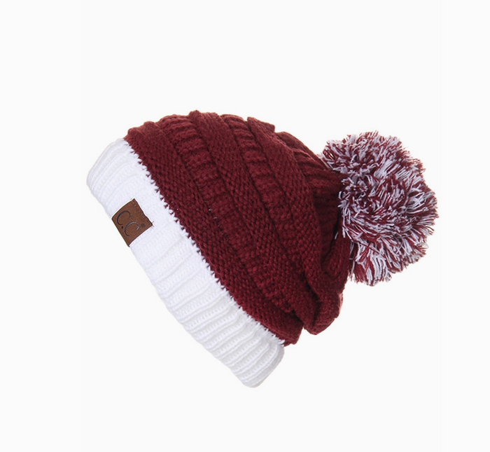 C.C. Game Day Team College Color Knit Cuff with Pom