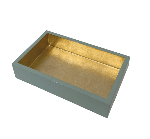 Caspari Party Celadon with Gold-Lacquer Napkin Holder, Guest
