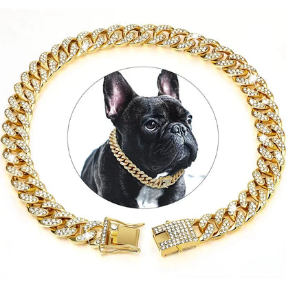 Chain Zinc Dog Collar with Stones Zinc 8" - 28" - Dog.Dog.Cat.