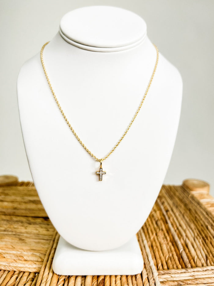 Charm Bar Crystal Cross, Gold