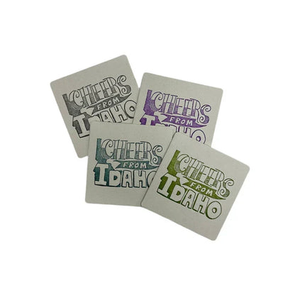 Cheers from Idaho Coasters,  (Letterpress printed, 3.5 inches) set of 4, perfect gift