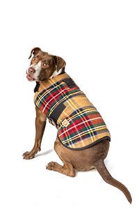 Chilly Dog Dog Blanket Coat Tan Tartan - Dog.Dog.Cat.