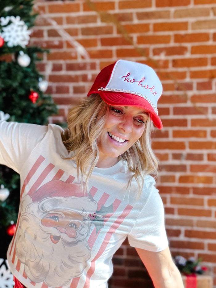 Christmas Embroidered Trucker Hat, Ho Ho Ho