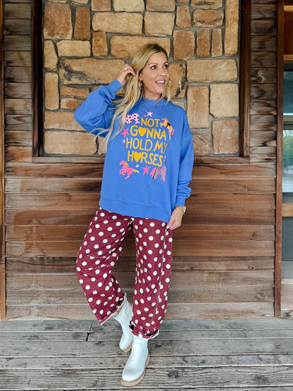 Compliments Incoming Polka Dot Barrel Jeans, Wine