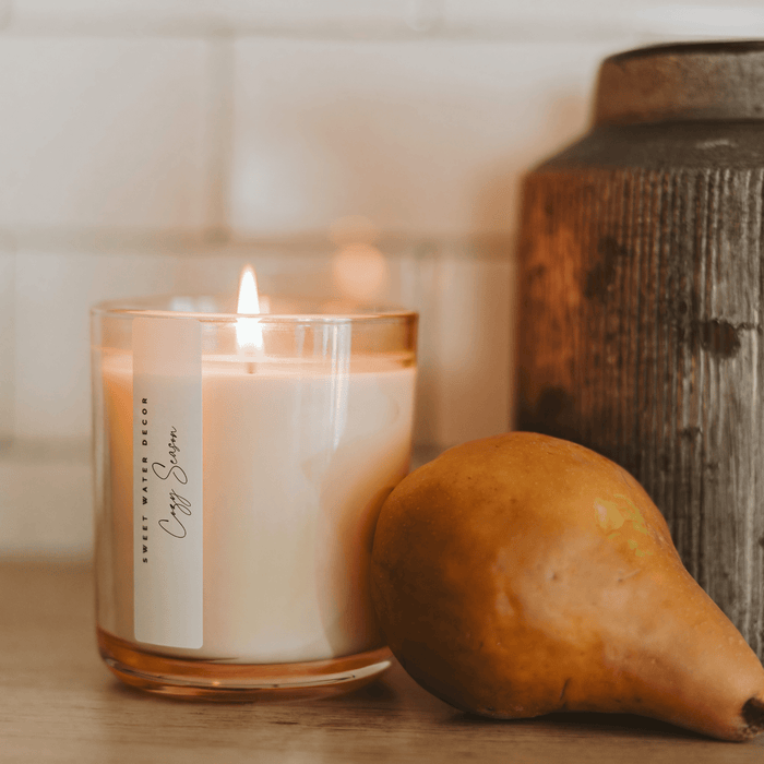 Cozy Season Soy Candle - Tinted Glass Jar - 12 oz - Sweet Water Decor - Candles