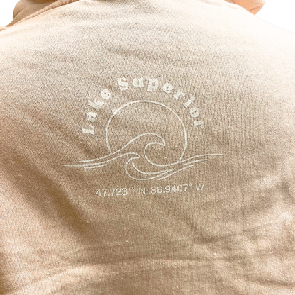Crackled Lake Superior - Lightweight Crop Hooded Sweatshirt - Blush
