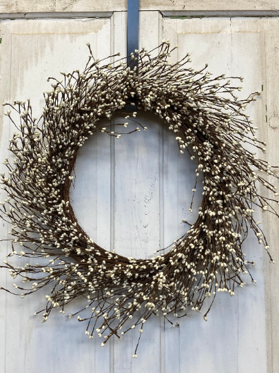 Cream Pip Berry Wreath-Fall, Thanksgiving Door wreath-22" Dia