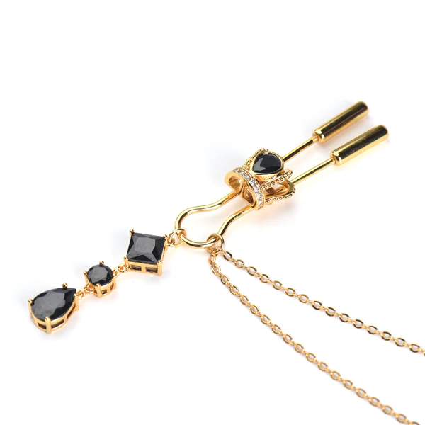 Crown and Dangling Side Decorations Chain Nipple Clamps