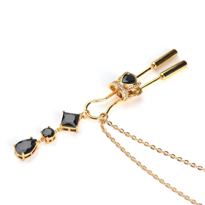 Crown and Dangling Side Decorations Chain Nipple Clamps