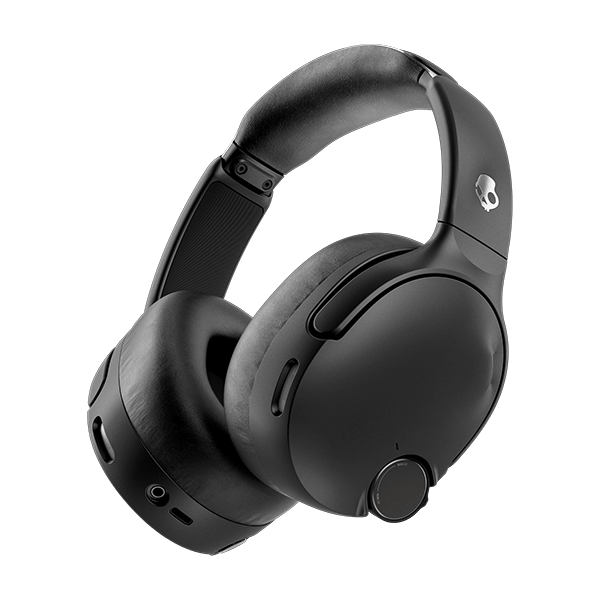 Black over-ear headphones on a transparent background | True Black