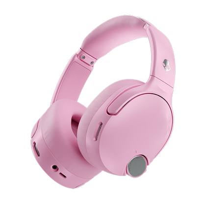Pink over-ear Skullcandy Crusher 1080 ANC headphones on a black background | Candy