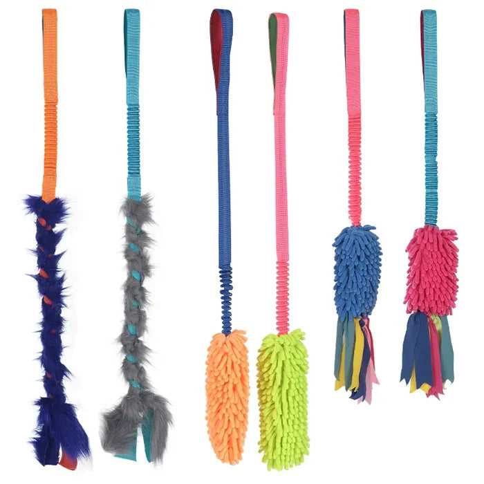 Custom Hanging Bungee Dog Chew Toy Plush Fur Dog Tug Pull Toy Interactive Dog Toys For Aggressive - Dog.Dog.Cat.