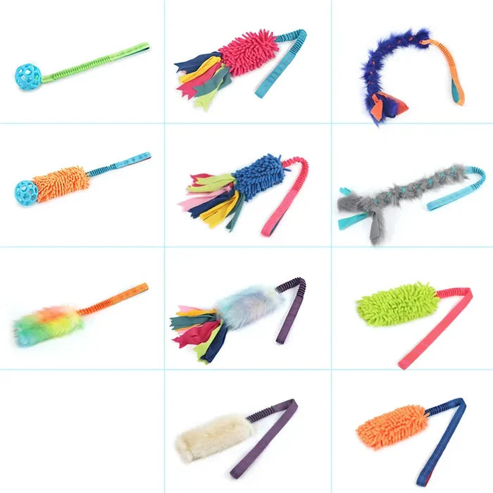 Custom Hanging Bungee Dog Chew Toy Plush Fur Dog Tug Pull Toy Interactive Dog Toys For Aggressive - Dog.Dog.Cat.
