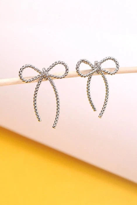 Dainty Silver Bow Earrings