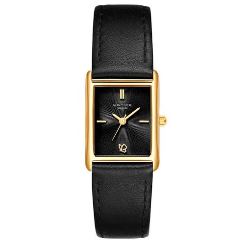 Damen Uhr Haidhausen schwarz mit Leder-Armband schwarz