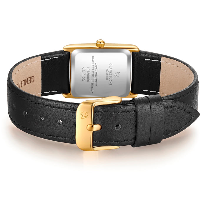 Damen Uhr Haidhausen schwarz mit Leder-Armband schwarz