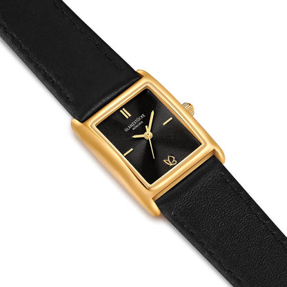 Damen Uhr Haidhausen schwarz mit Leder-Armband schwarz