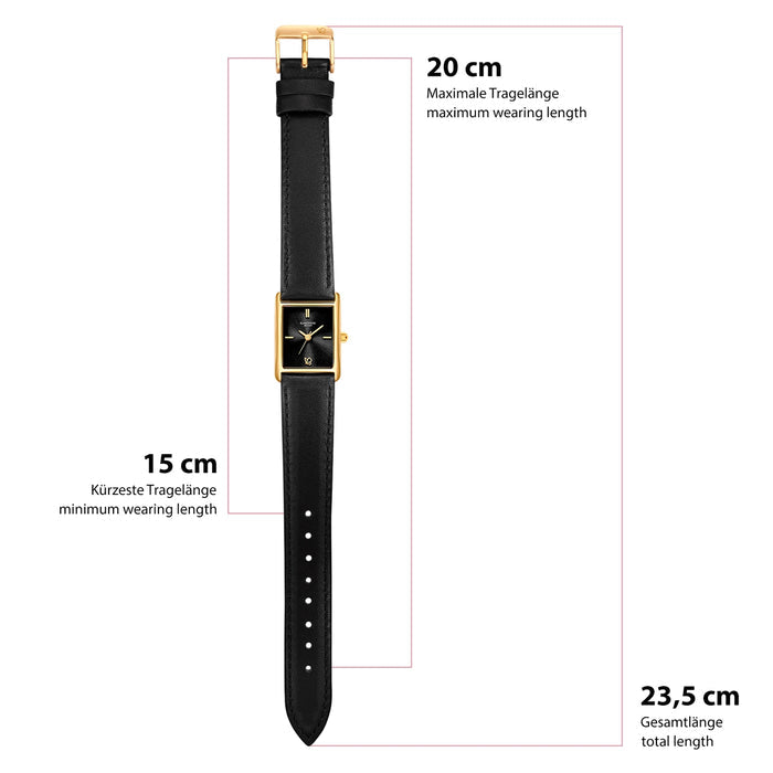 Damen Uhr Haidhausen schwarz mit Leder-Armband schwarz