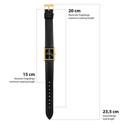 Damen Uhr Haidhausen schwarz mit Leder-Armband schwarz